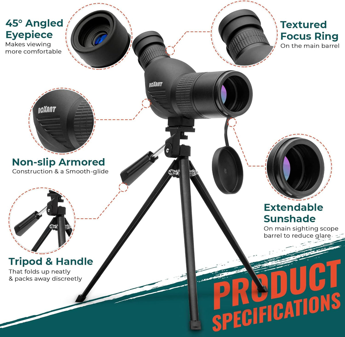 12-36x50 High Definition Spotting Scope with Tripod & Carrying Case H6259