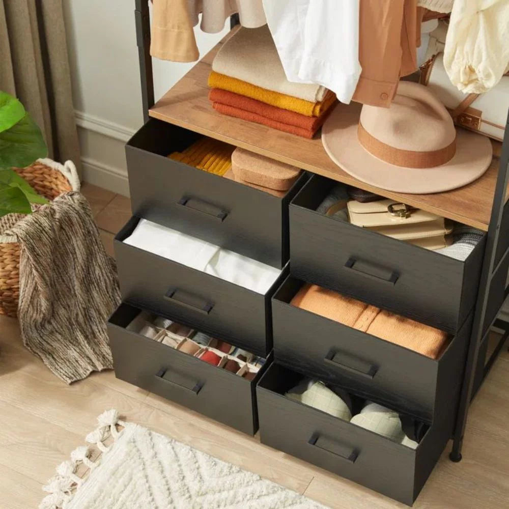 Clothing Rack with Hanging Rod and 6 Drawer R46266