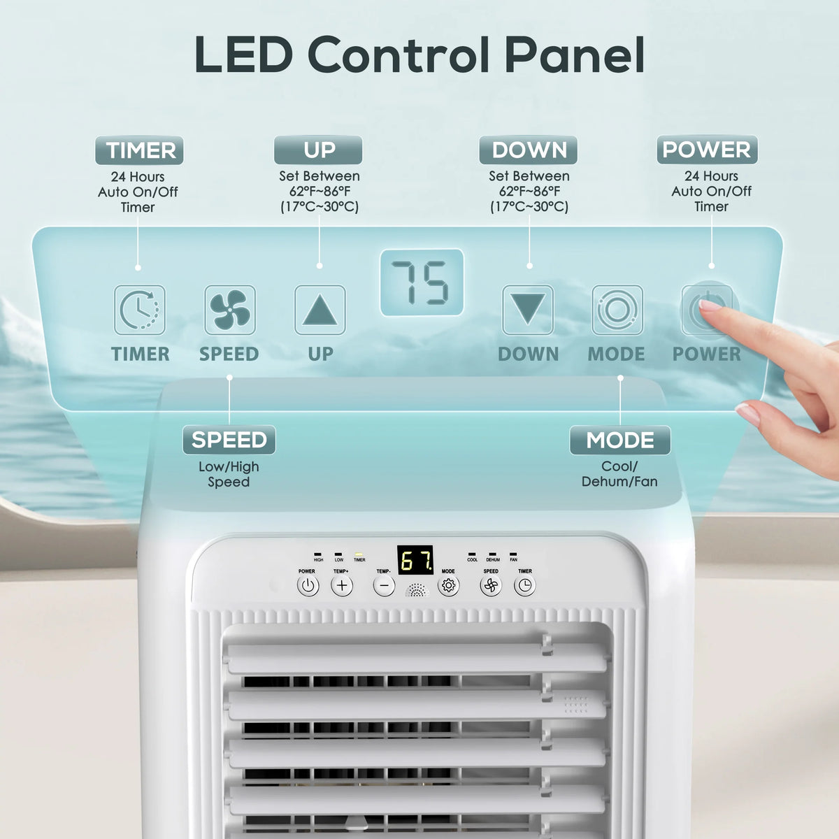 6000BTU Portable Air Conditioners 3-in-1 with Dehumidifier Fan K119693