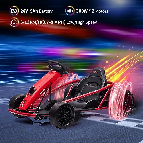 24V Go Kart for Kids with Music and Horn, Red O142961
