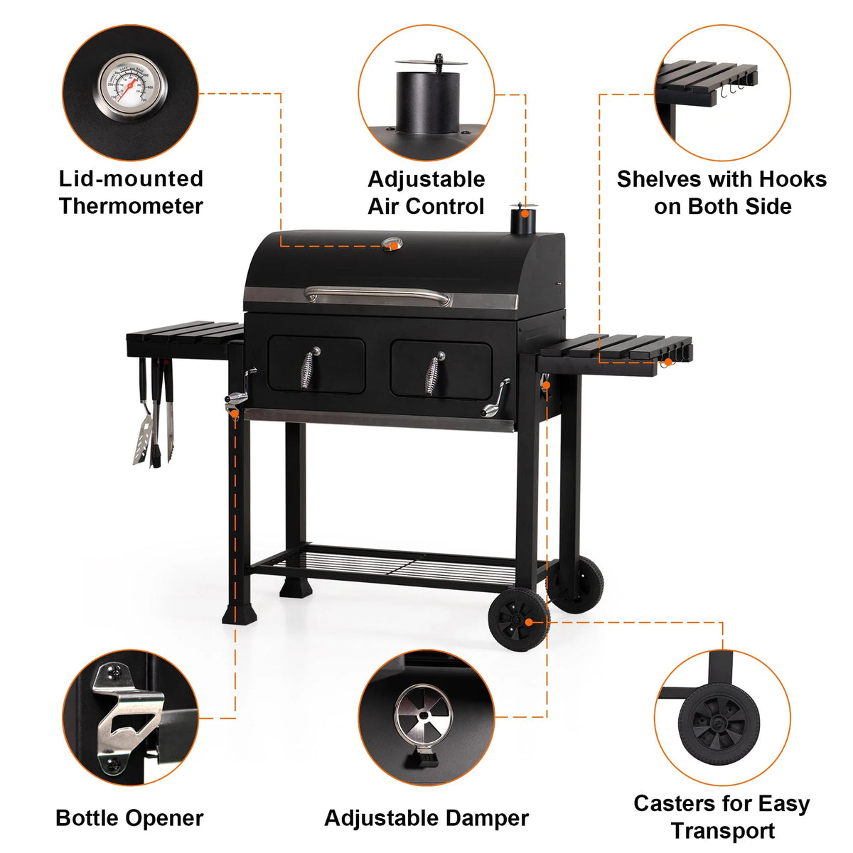 34-inch Portable Charcoal BBQ Grill Z805293