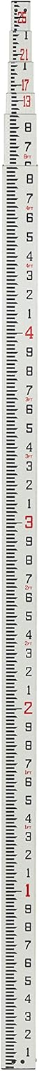 25-Foot Fiberglass Rectangular Leveling Rods, 4 Section Telescopic with Carrying Case M8259