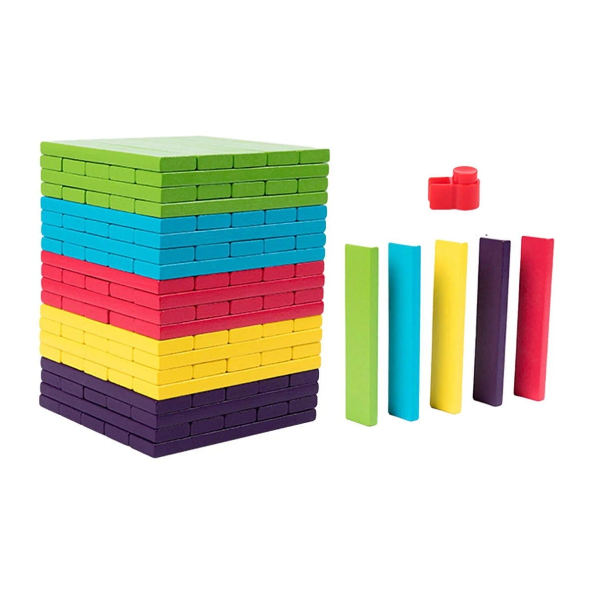 100 Pieces Wooden Stacking Blocks Building Kits Board Game E7188