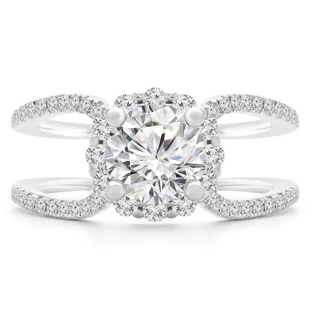 18K White Gold Round Diamond Halo Engagement Ring C796174