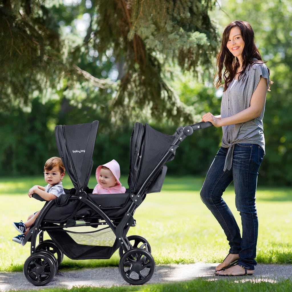 Double Foldable Lightweight Black Stroller V60840