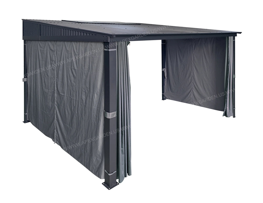 10' x 12' 3-Sided Privacy Curtain Set for Wall-Mounted Sun Shelter S685