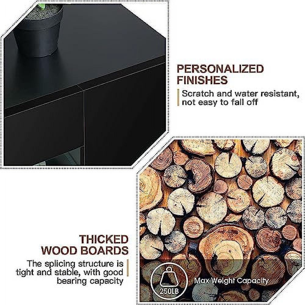 57 Inch LED TV Stand with Glass Shelves Y38240