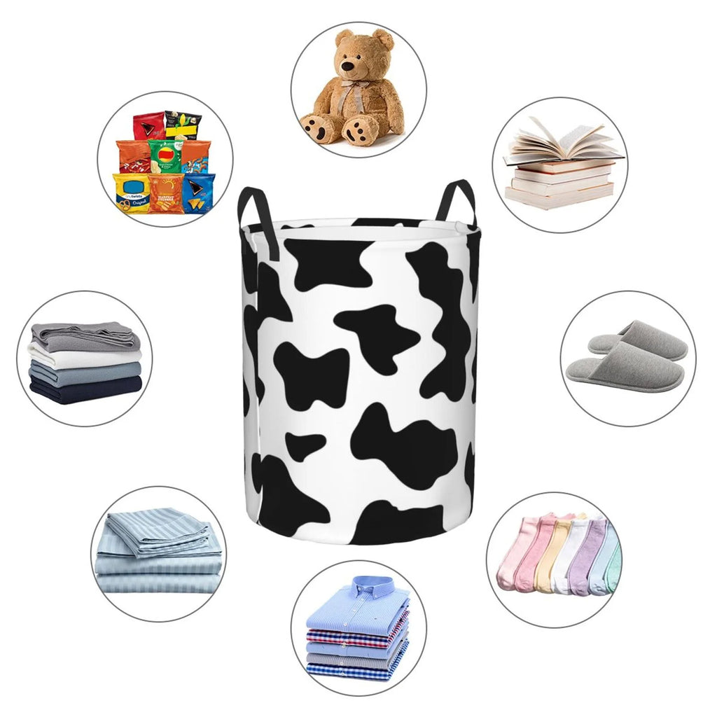 Milk Cow Laundry Hamper with Handles Collapsible Waterproof T339
