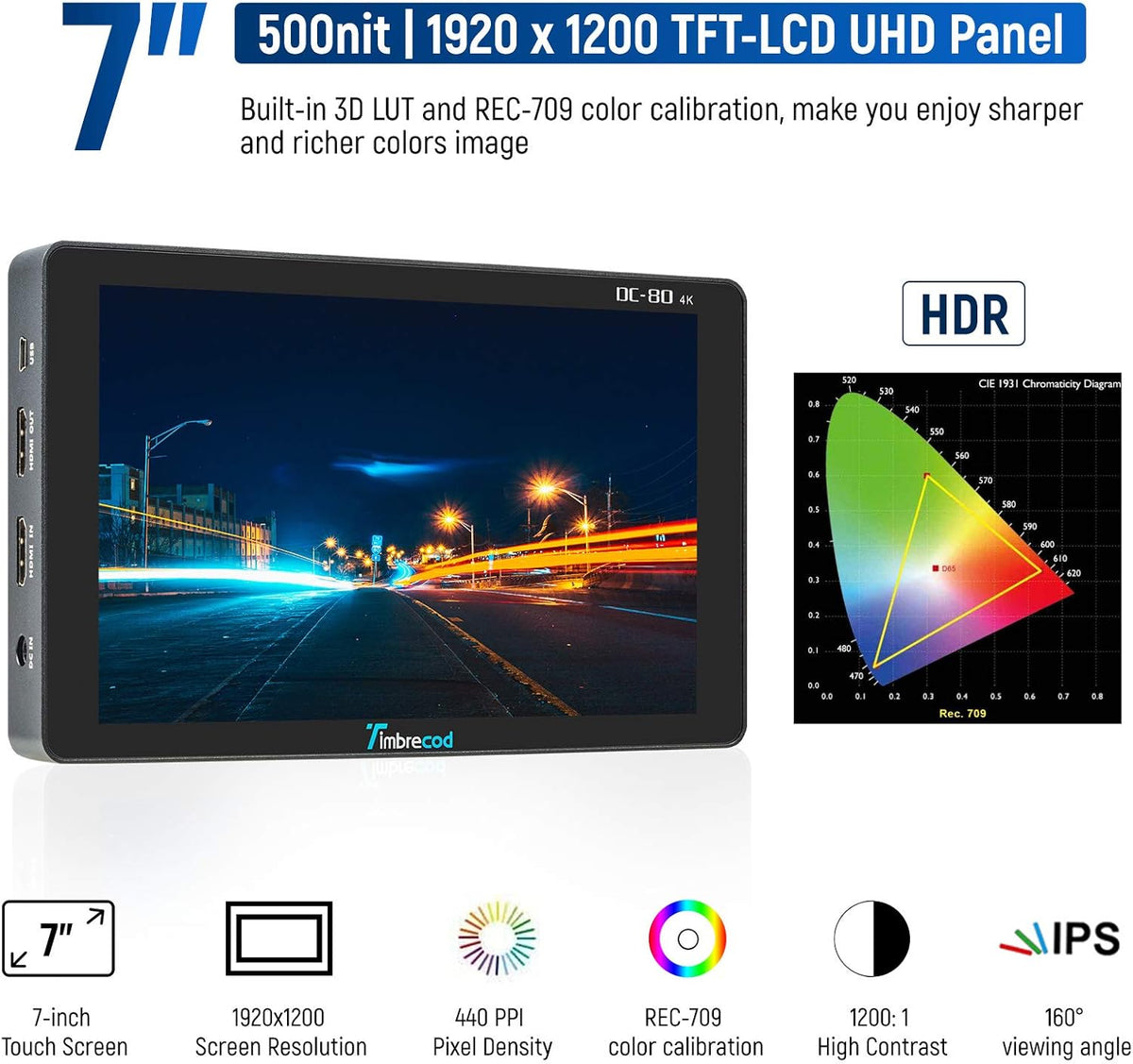 7" Touch Screen Camera Video Monitor L5421