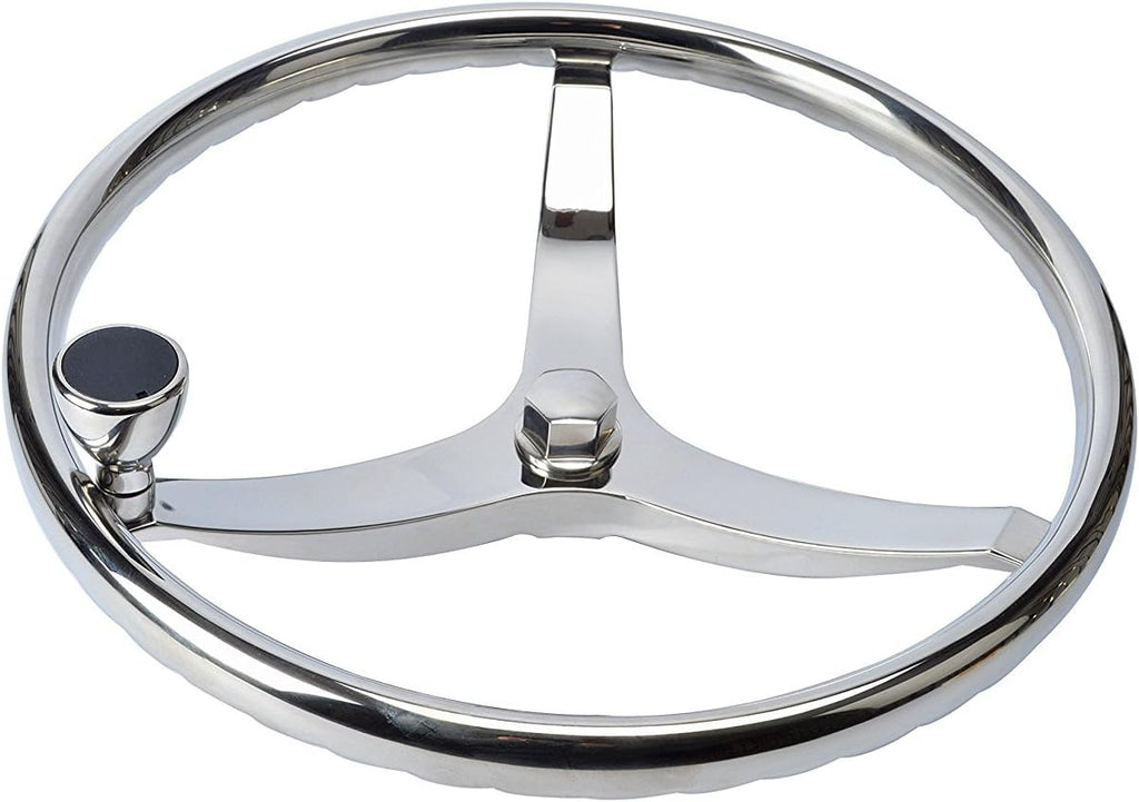 Stainless Steel Boat Steering Wheel 3 Spoke 13-1/2 Dia F77746