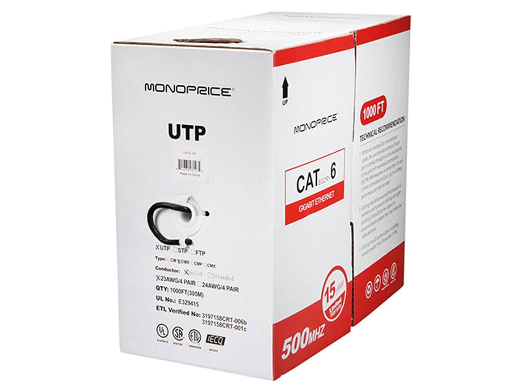 CAT 6 UTP 1000 ft Black Bulk Cable Q502818