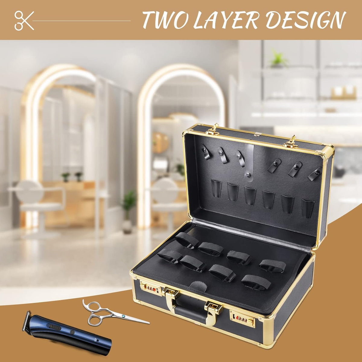 Barber Case with Code Lock Dual Layer 16 x 13 x 6 inch Y61979