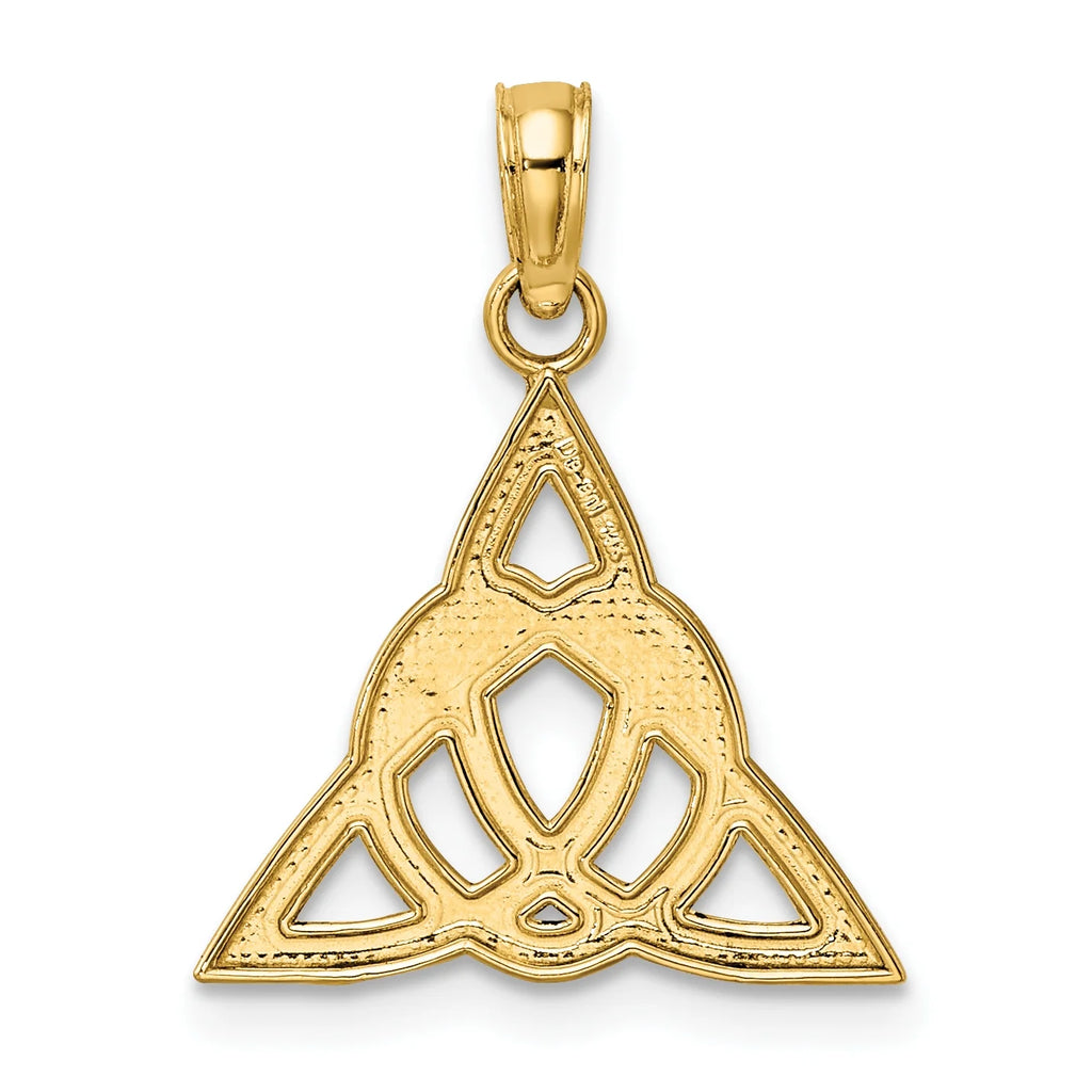 14K Yellow Gold Celtic Trinity Knot Pendant Charm with Rope Chain Necklace 18'' G714