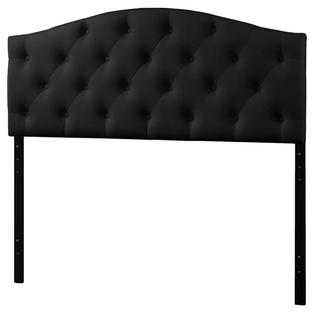 Black Faux Leather Tufted Queen Size Panel Headboard J580580