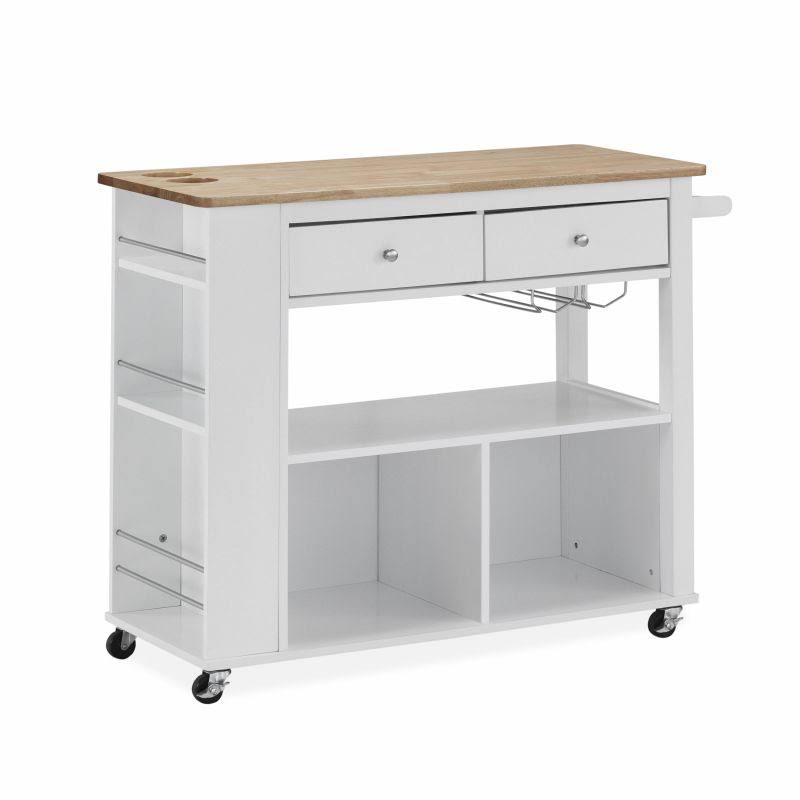 White Kitchen Cart with Storage S914