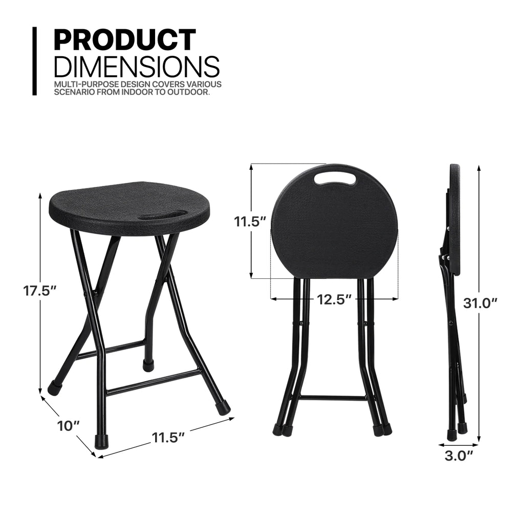 7 Pieces 2.6 FT Folding Round Black Table and Chair Set Z620543