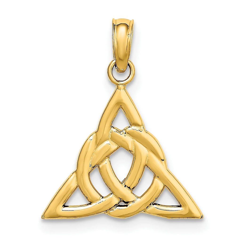 14K Yellow Gold Celtic Trinity Knot Pendant Charm with Rope Chain Necklace 18'' G714