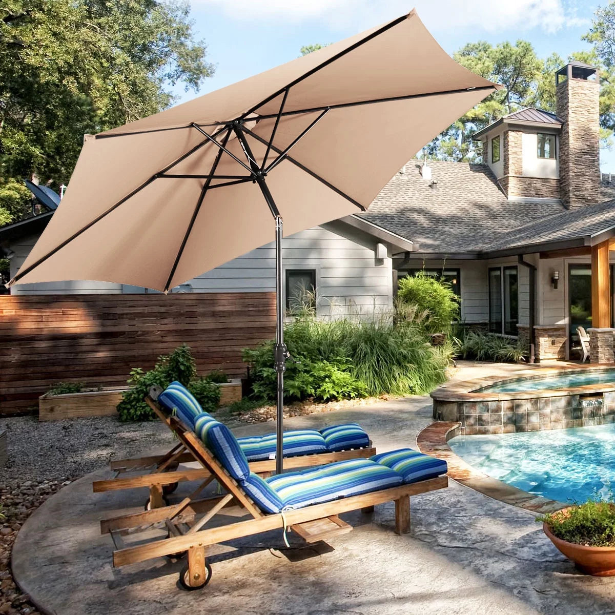 10FT Beige Patio Umbrella D6934