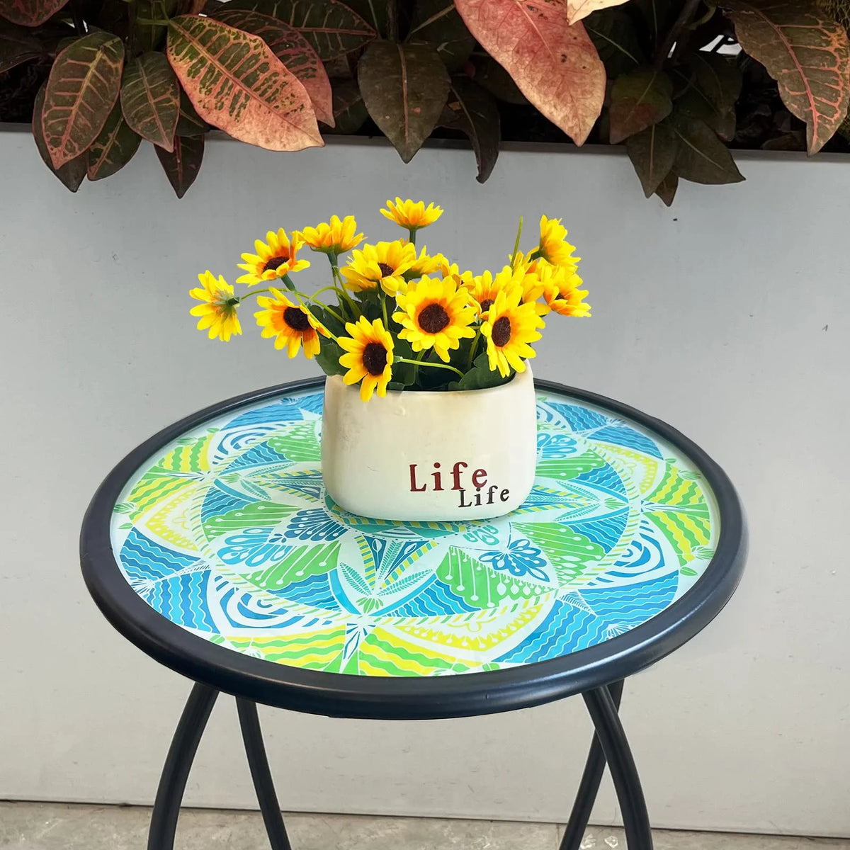 Two Tier Green Mosaic Outdoor Side Table N60466