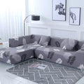 Floral Pattern 2 Pieces L Shaped Sofa Cover Set Q753