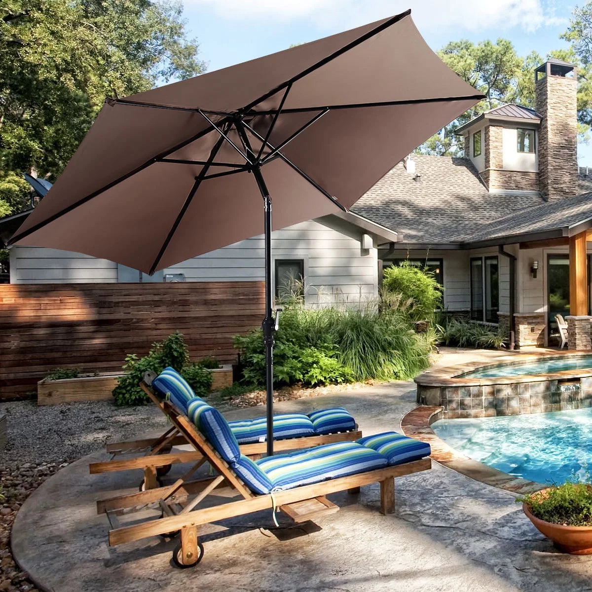 10FT Beige Patio Umbrella D6934