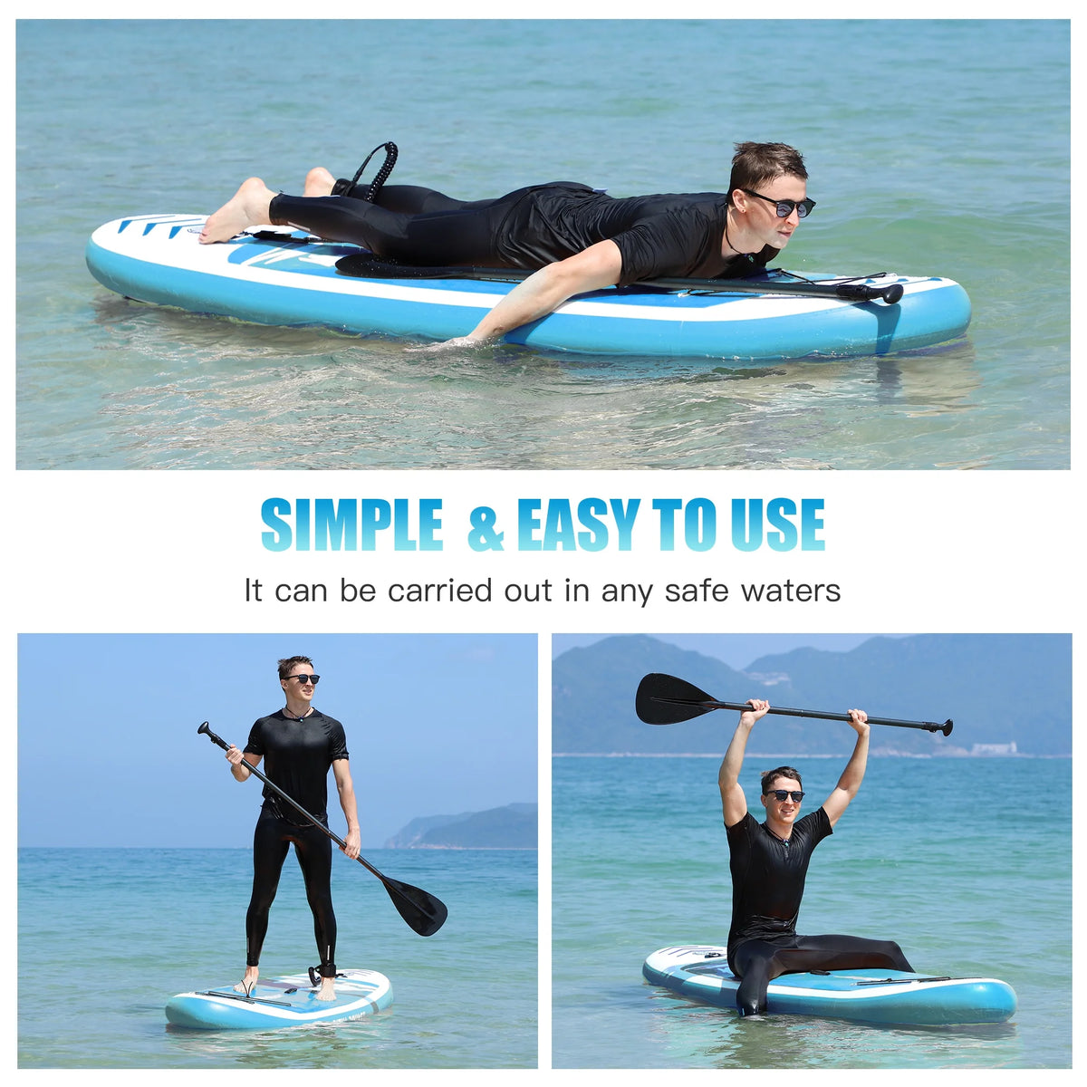 10' Inflatable Stand Up Paddle Board with Adjustable Paddle, Pump & Carrying Backpack M198