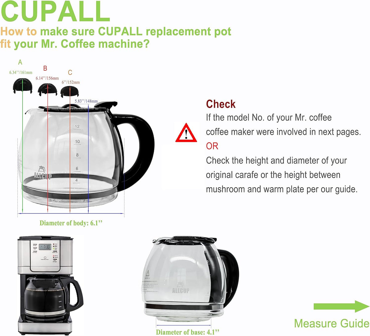 12-CUP Glass Carafe Black Handle L59246