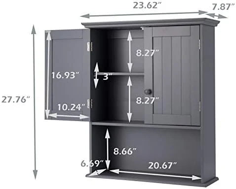 Wall Mounted Bathroom Cabinet with Double Doors L4598