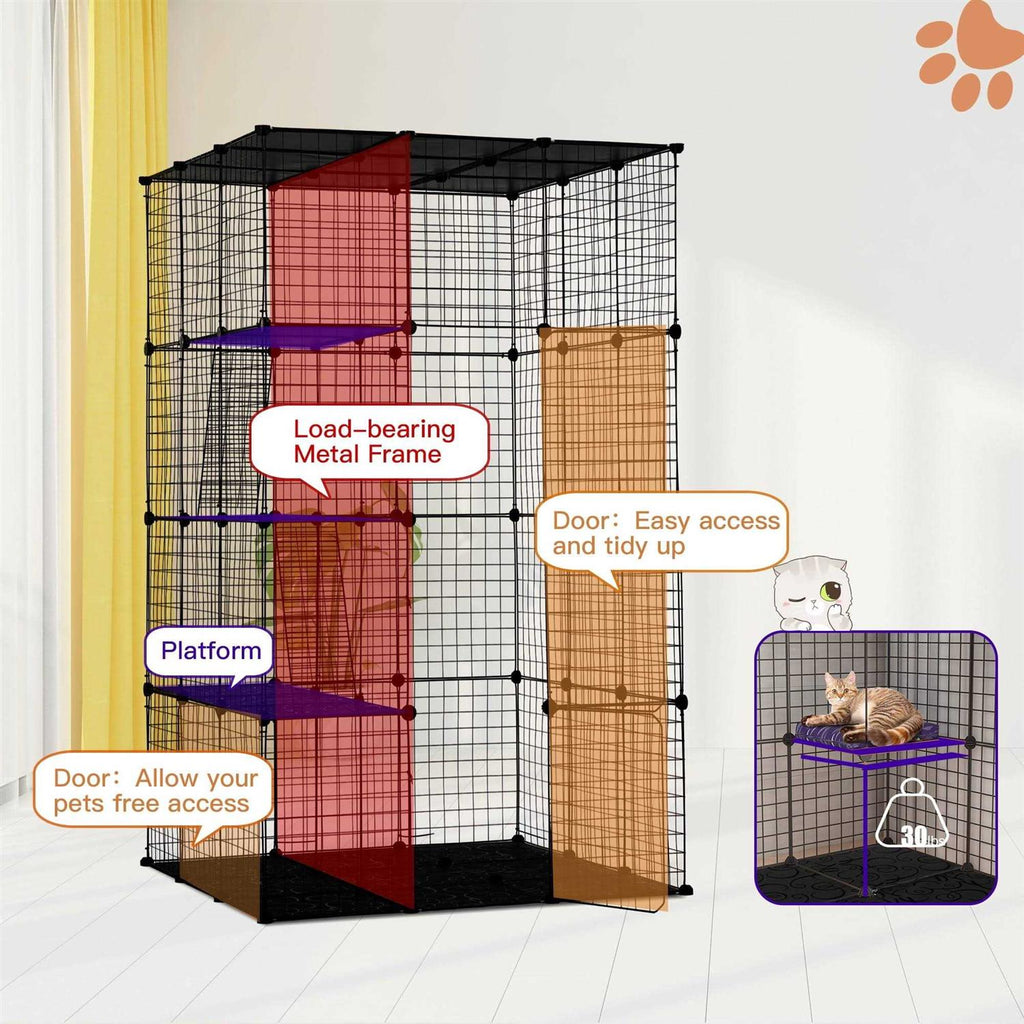 DIY 4-Door Large Cat Cage Playpen E4213