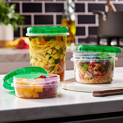 6 Pack 16 oz Green Plastic Food Storage Containers with Screw on Lid P50257
