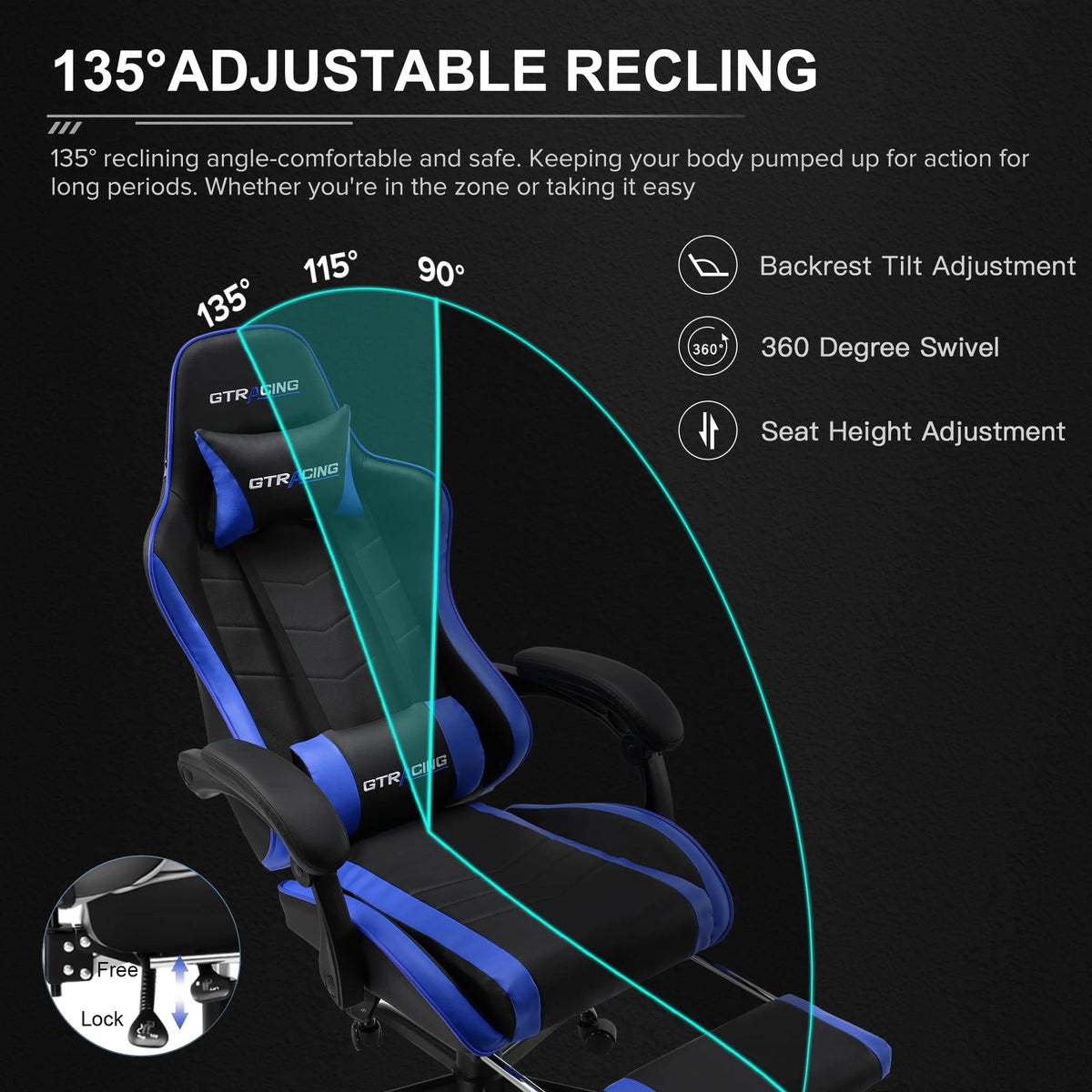 White Gaming Chair with Footrest K2377