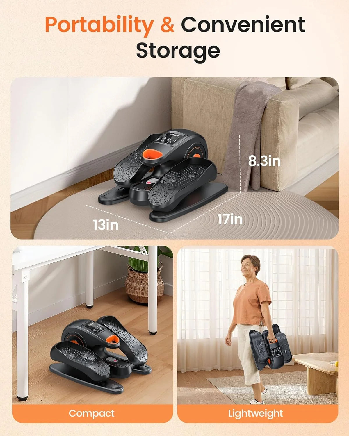 Under Desk Ellipticals Electric with Remote Control & Non-Slip Pedals Q46249