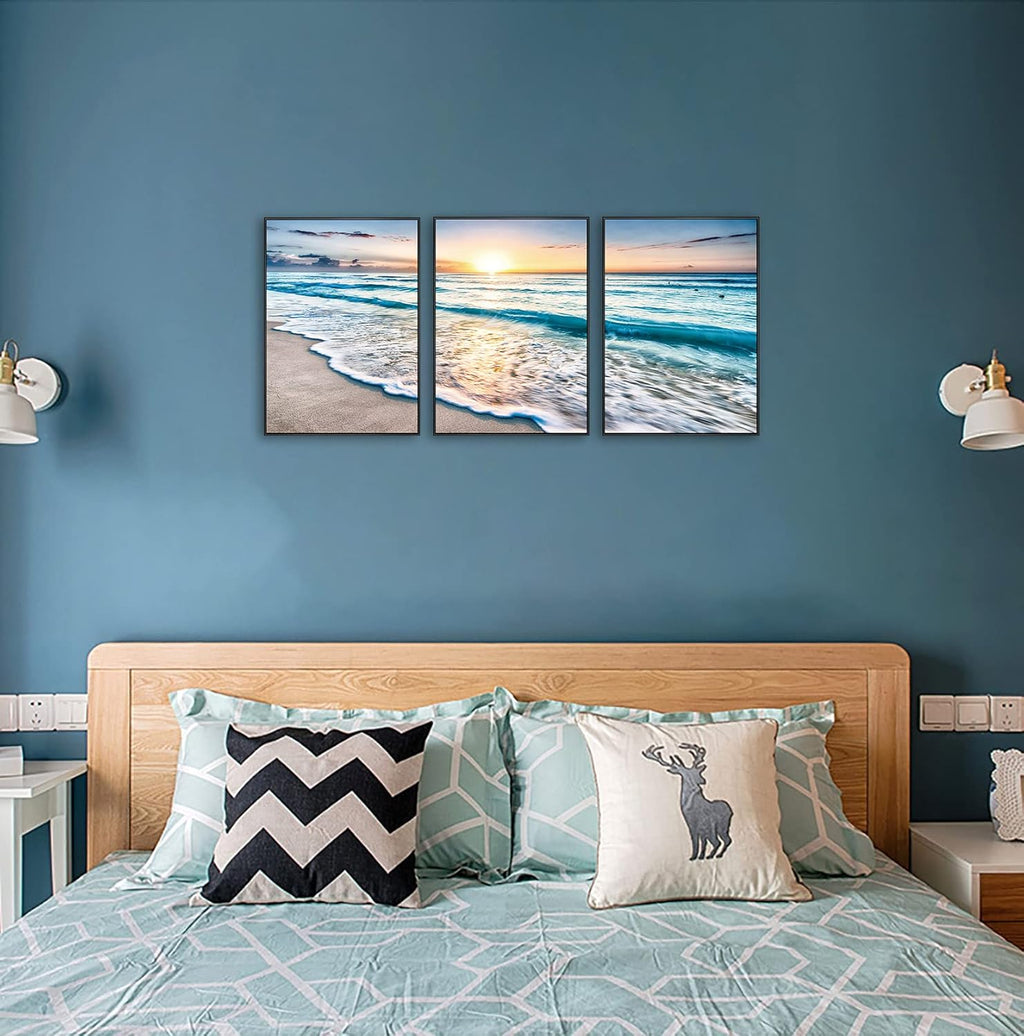 3 Pcs Framed 12x16 Beach Canvas Wall Art W811
