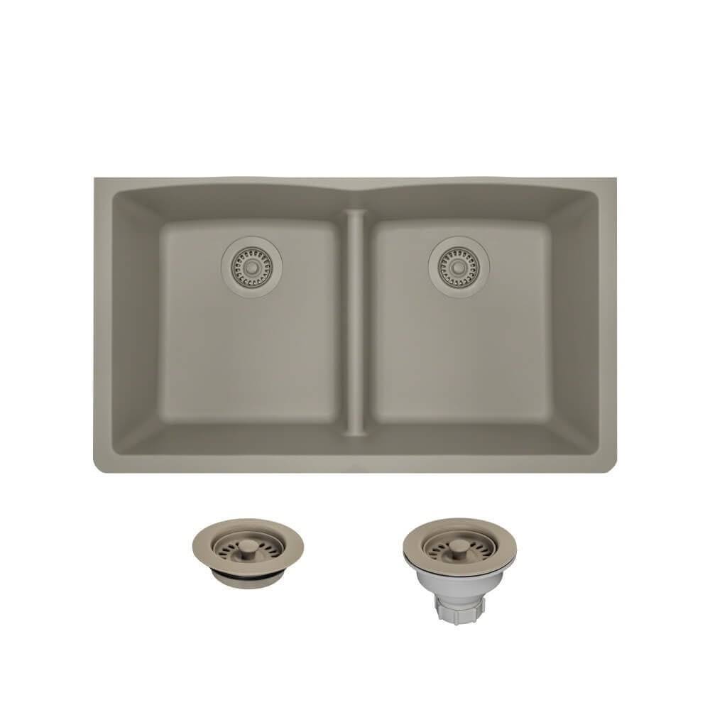 White Double Bowl Quartz Kitchen Sink M837
