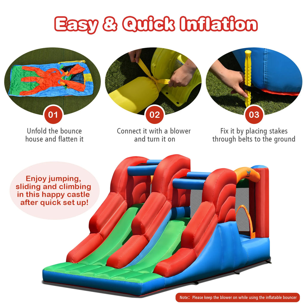 Inflatable Double Slide Bounce House with Blower Y568