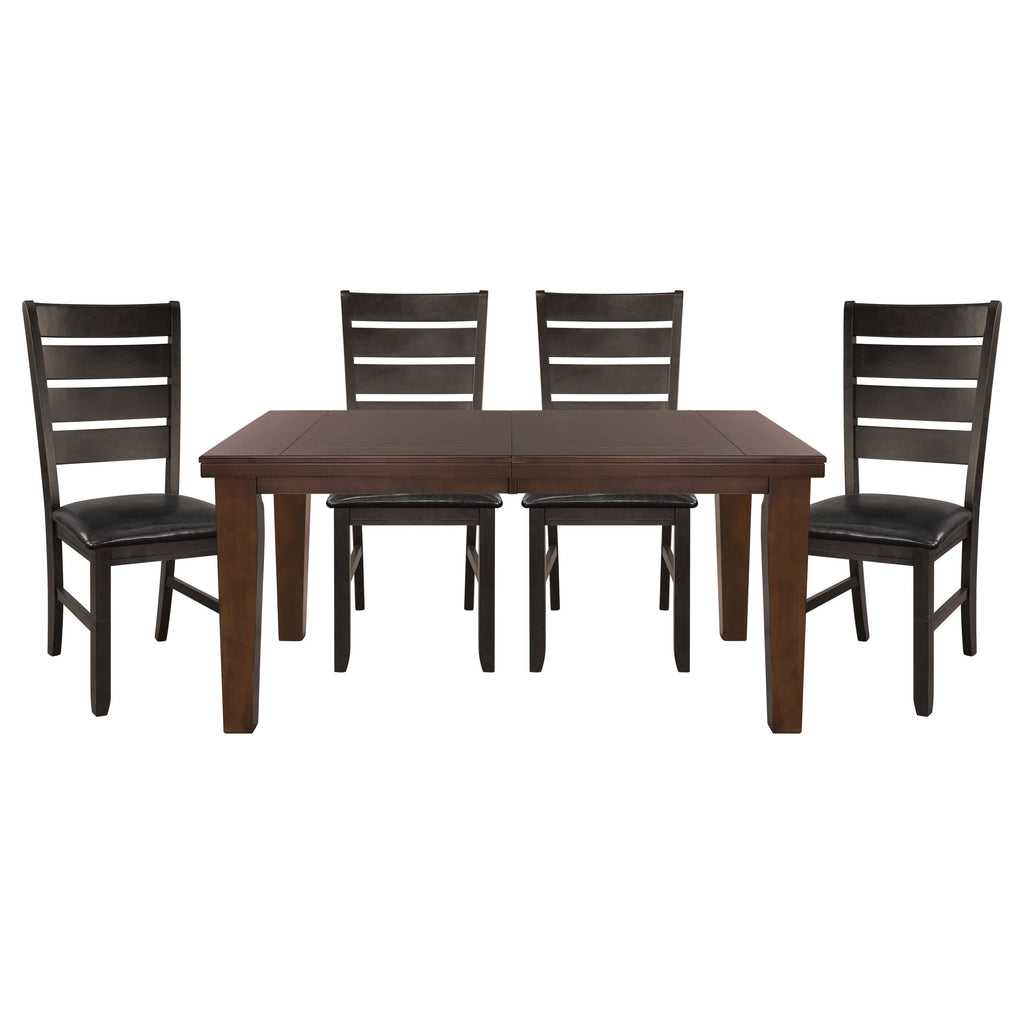 Dark Oak Rectangular Wooden Dining Table with Extension Leaf J437588