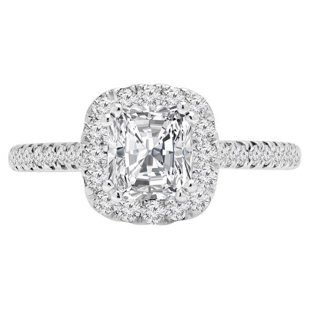14K White Gold Cushion Halo Engagement Ring A87086