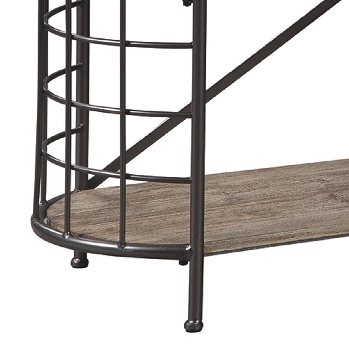 Brown and Black Wood and Metal Bookcase with 3 Open Shelves W85335