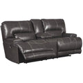 Gray Leather Power Reclining Loveseat L61108