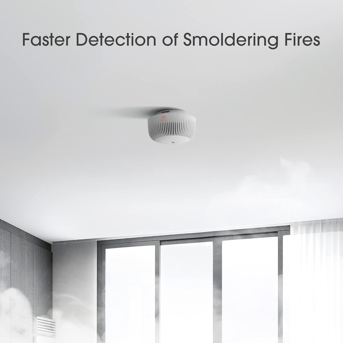 Mini Smoke Detector with 10-Year Battery, Photoelectric Sensor, Pack of 6 Z4897