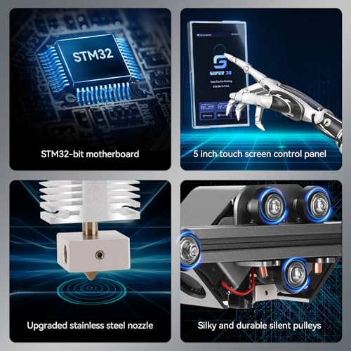 Silver 3D Printer, 5in Touch Screen, Print Size 8.7x8.7x9.8 Inch G9929