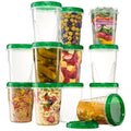 6 Pack 16 oz Green Plastic Food Storage Containers with Screw on Lid P50257