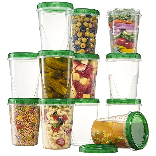 6 Pack 16 oz Green Plastic Food Storage Containers with Screw on Lid P50257