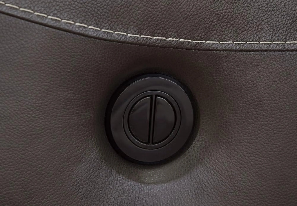 Gray Leather Power Reclining Loveseat L61108