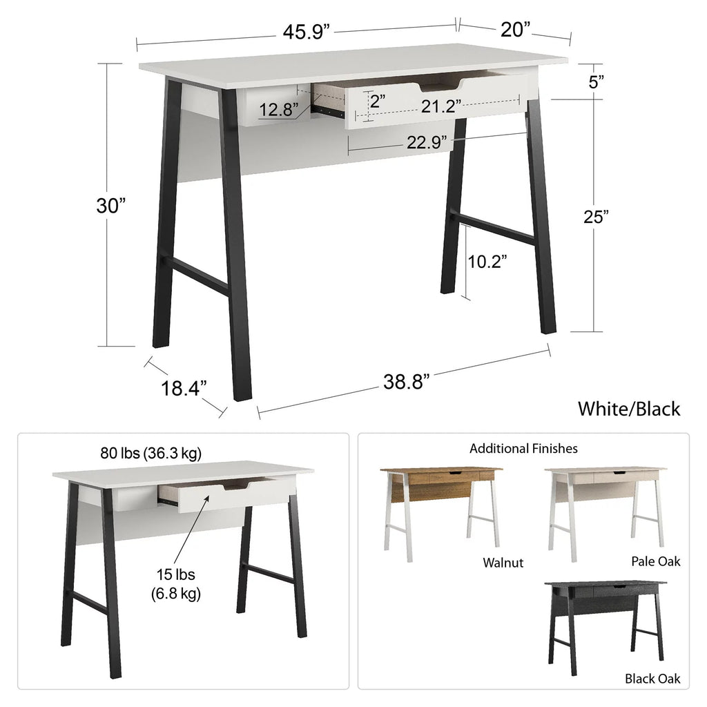 Black Oak Computer Desk with Drawer E976