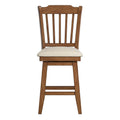 Oak Spindle Back Swivel Chair with Beige Linen Seat Y439103