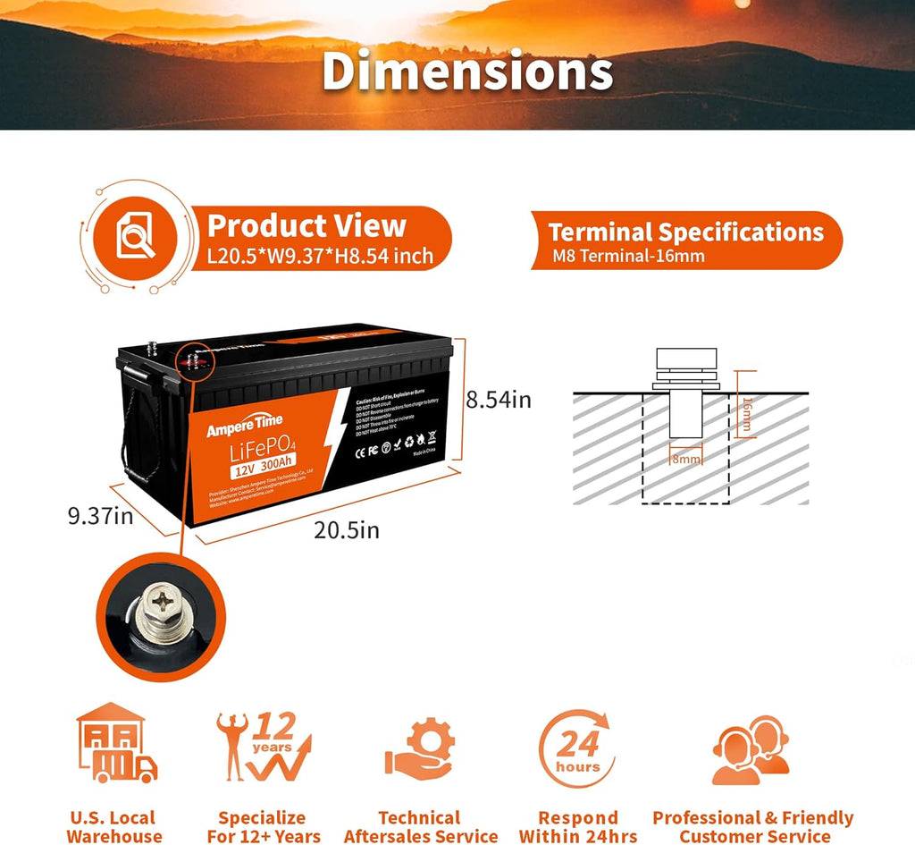 12V 300Ah Lithium LiFePO4 Battery with 200A BMS C158