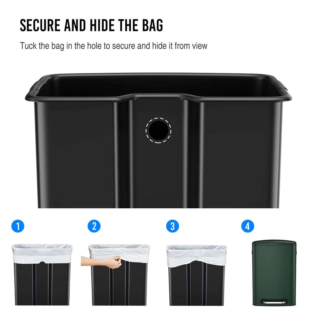 13 Gallon 50L Stainless Steel Trash Can with Lid O4964