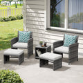 Patio Chairs Chat Set with Ottoman Coffee Table and Pillows R345278