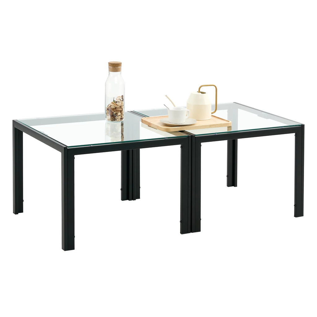 Coffee Table Set of 2 Tempered Glass W50325